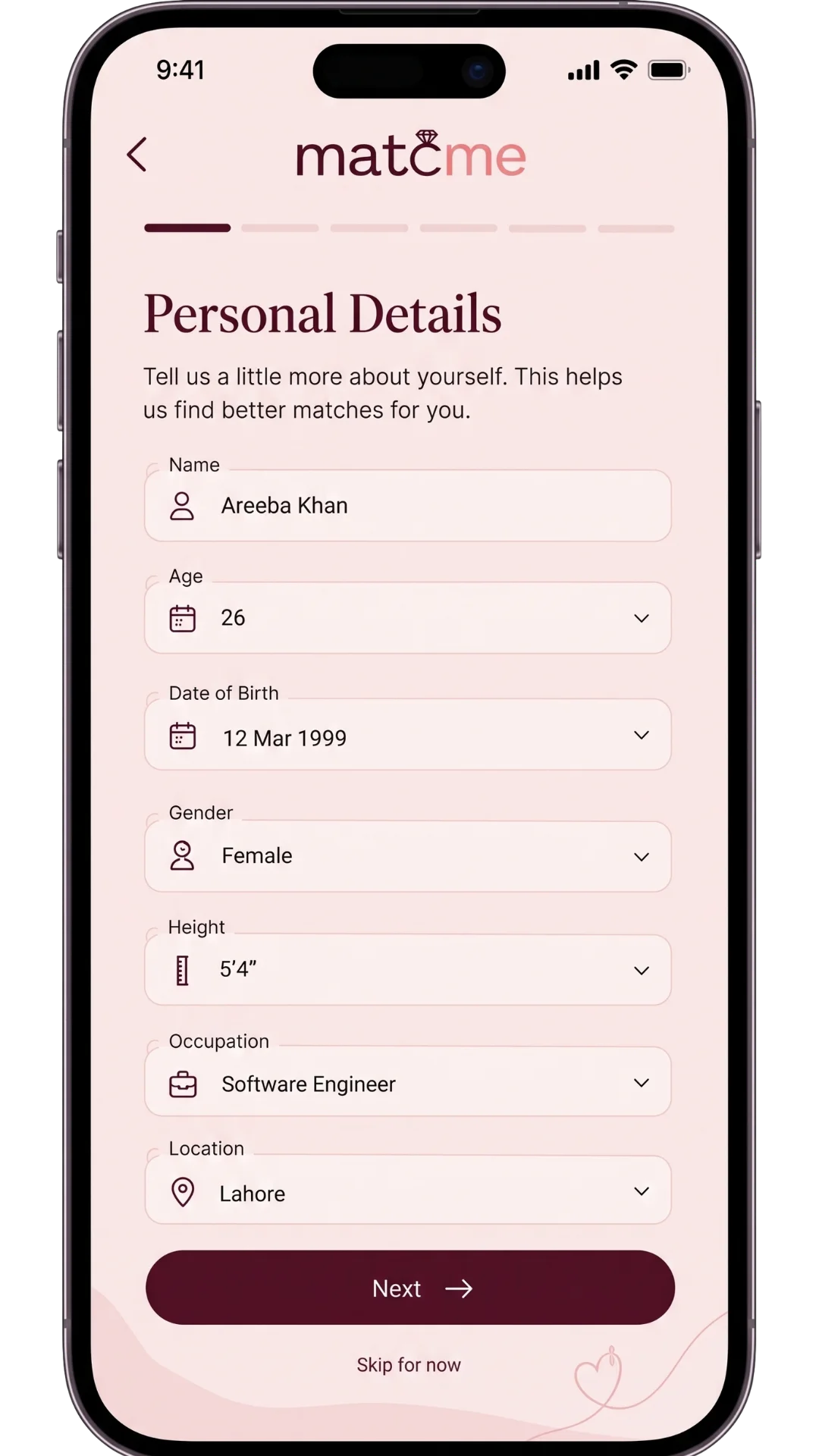 Completing your profile